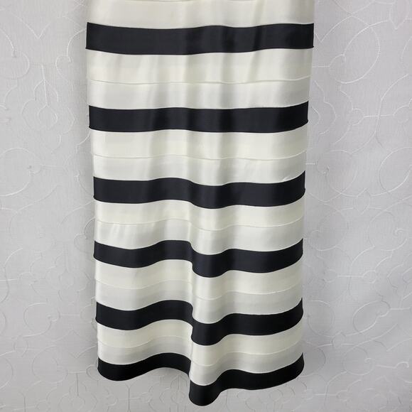 BCBG Maxazria Dress 2 Black Ivory Striped Classic A-Line Minimalist - Picture 4 of 15